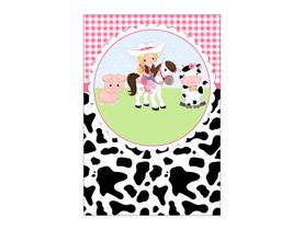 Painel De Festa Vertical 1,50 x 2,20 - Vaqueira Loira com Animais 052 Painel De Festa Vertical 1,50 x 2,20 - Vaqueira Loira com Animais 052