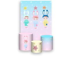 Painel De Festa Vertical 1,5x2,2 + Trio De Capas Cilindro - Metoo Estrelas 001