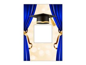 Painel De Festa Vertical Interativo 1,50 x 2,20 - Formatura Cortinas Azul e Capelo 031 Painel De Festa Vertical Interativo 1,50 x 2,20 - Formatura Cortinas Azul e Capelo 031