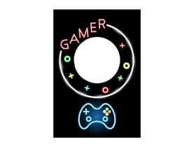 Painel De Festa Vertical Interativo 1,50 x 2,20 - Video Game Efeito Neon 021