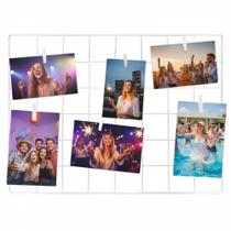 Painel de Fotos Memory Board 30x40 Branco Quadro de Recados Porta Retrato de Parede Painel de Fotos Memory Board 30x40 Branco Quadro de Recados Porta Retrato de Parede