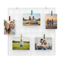 Painel de Fotos Memory Board 40x40cm Branco Quadro de Recados Porta Retrato de Parede Painel de Fotos Memory Board 40x40cm Branco Quadro de Recados Porta Retrato de Parede