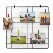 Painel de Fotos Memory Board 40x40cm Preto Quadro de Recados Porta Retrato de Parede