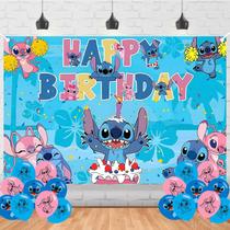 Painel de Fundo de Aniversário Banner Cartoon Stitch 150x100 cm