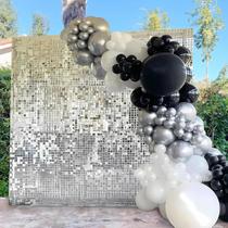Painel de fundo de lantejoulas LuoluoHouse Silver Glitter 36 painéis