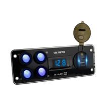Painel De Interruptores De 4 Gangues 12-24V Para Carro, RV, Caminhão, ATV, UTV, Camper, Voltmeter,