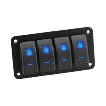 Painel De Interruptores De Alumínio De 4 Gangues Com USB Duplo, Voltímetro, Disjuntor E LED Rocker