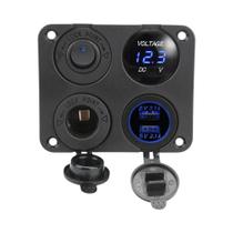 Painel De Interruptores De Energia Para Carro 24V 12V Com 6 Botões, Voltímetro Digital, Carregador
