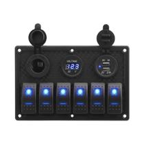 Painel De Interruptores De Energia Para Carro 24V 12V Com 6 Botões, Voltímetro Digital, Carregador