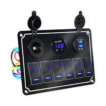Painel De Interruptores Gangue De 4/6/8 Com LED Metálico À Prova d'Água, Display Digital E Porta USB