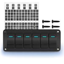 Painel De Interruptores Gangue De 6 Teclas Com LED Azul, 12V, À Prova d'Água, Para Barcos E RVs, Com