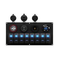 Painel De Interruptores Gangue De 8 Teclas 12V À Prova d'Água Com LED Azul Para Barcos E Automóveis Painel De Interruptores Gangue De 8 Teclas 12V À Prova d'Água Com LED Azul Para Barcos E Automóveis