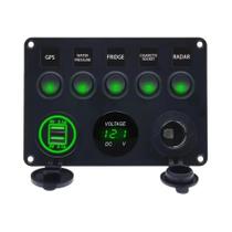 Painel De Interruptores Marítimos À Prova d'Água 24V Com 5 Botões, USB, Voltímetro LED E Tomada Para Painel De Interruptores Marítimos À Prova d'Água 24V Com 5 Botões, USB, Voltímetro LED E Tomada Para