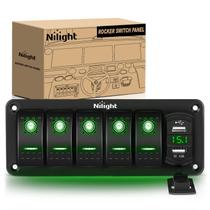 Painel de interruptores Nilight 5 Gang com carregador USB duplo 12V 24V