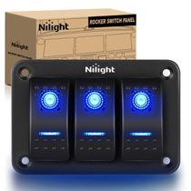 Painel de interruptores Nilight 90017C de 3 gangues de alumínio para carro e barco Painel de interruptores Nilight 90017C de 3 gangues de alumínio para carro e barco