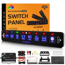 Painel de Interruptores Slim RGB Auxbeam AS-R80 8 Gang 12-24V