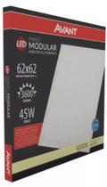 Painel de Led Modular Plafon Embutir Quadrado 45W 62x62cm Alumínio Branco Avant Bivolt
