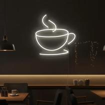 Painel de Led Neon xícara café chá decoração luminária econômico padaria 29x28