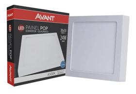 Painel de LED Pop de Sobrepor Quadrado 24W Luz Branca Frio 30cm Bivolt - Avant
