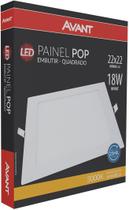 Painel de led pop embutir quadrado 18w 3000k branco quente bivolt - avant