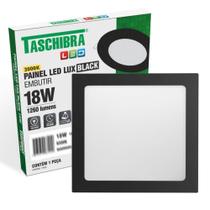 Painel De Led Quadrado Embutir 12w Preto Bivolt Taschibra 3000k Quente Painel De Led Quadrado Embutir 12w Preto Bivolt Taschibra 3000k Quente