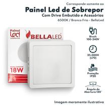 Painel de Led Quadrado Sobrepor 18w Branco Frio 6500K Bivolt Slim BellaLed 00491 BELLA-1268 Luminaria Led Para Teto e Paredes