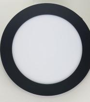 Painel de led redondo embutido cor preta 12w luz neutra 4100k