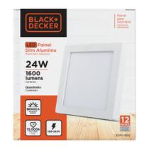 Painel De Led Slim Alumínio 24w Sobrepor Luz Branca 6500K 1600Lm Black + Decker