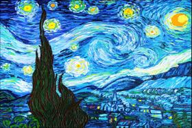Painel de Lona A Noite Estrelada Pintura Van Gogh 200x150cm