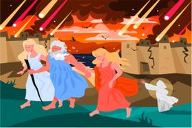 Painel de Lona Bíblico Religioso Sodoma e Gomorra Painel de Lona Bíblico Religioso Sodoma e Gomorra