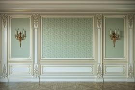 Painel de Lona Boiserie Vintage Candeladros Painel de Lona Boiserie Vintage Candeladros