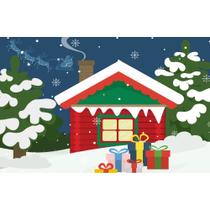 Painel de Lona Casinha Natal Presentes Painel de Lona Casinha Natal Presentes