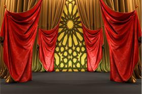 Painel de lona Castelo Palácio Dourado e Cortinas