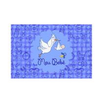Painel De Lona Chá de Bebê Cegonha Meu Bebê Azul