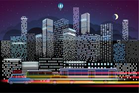 Painel de Lona Cidade Noturna Transito Painel de Lona Cidade Noturna Transito