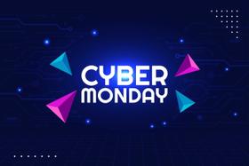 Painel de Lona Cyber Monday Triângulos e Luzes Azuis