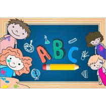 Painel De Lona Escolar Crianças Quadro Abc -100x070cm