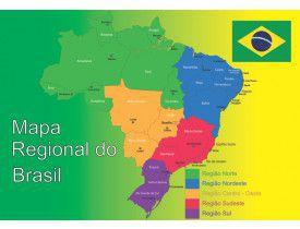 Painel de Lona Escolar Mapa do Brasil - 100x070cm