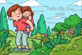 Painel de Lona Feliz dia dos Pais Filha nas Costa no Parque