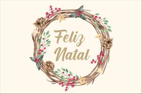 Painel de Lona Feliz Natal Guirlanda Com Pinhas e Frutas Vintage