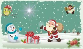 Painel de Lona Feliz Natal Papai Noel Cute