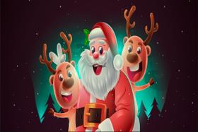Painel de Lona Feliz Natal Papai Noel e Renas Painel de Lona Feliz Natal Papai Noel e Renas