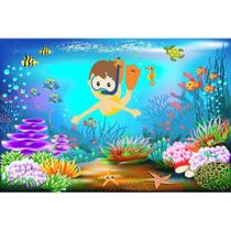 Painel De Lona Fundo Do Mar Mergulhador Aventureiro Painel De Lona Fundo Do Mar Mergulhador Aventureiro