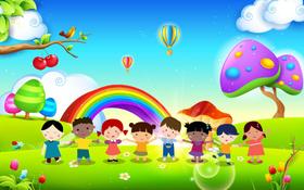 Painel de Lona Jardim Arco Íris Crianças Diversidade