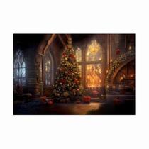 Painel de Lona Natal Árvore de Natal Luz Dourada - 200x150cm