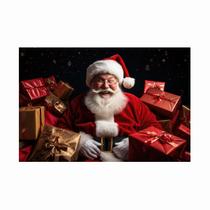 Painel de lona Natal Papai Noel Caixas de Presente - 300x200cm Painel de lona Natal Papai Noel Caixas de Presente - 300x200cm