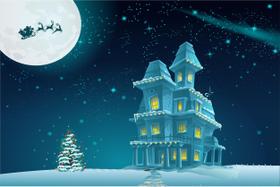 Painel de Lona Natal Papai Noel Chegando Painel de Lona Natal Papai Noel Chegando