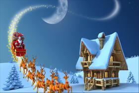 Painel de Lona Natal Papai Noel e Renas na Neve Painel de Lona Natal Papai Noel e Renas na Neve