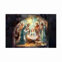 Painel de Lona Natal Pintura Presépio Chegada de Jesus - 180x120cm