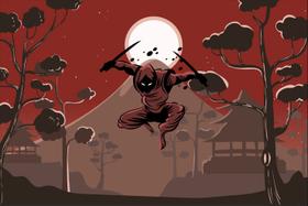 Painel de Lona Ninja Ataque na Floresta no Luar Painel de Lona Ninja Ataque na Floresta no Luar